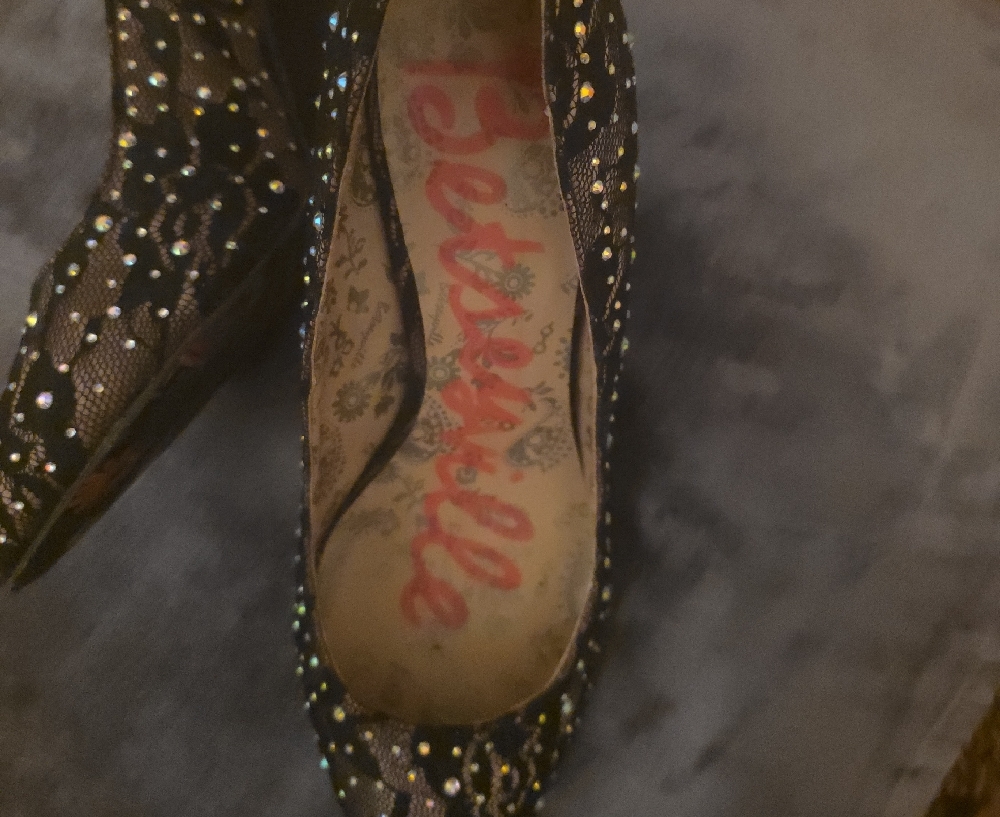 Betsey Johnson Black and Rhinestone Lace Heels - Picture 2 of 2